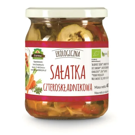 Sałatka 4 Składnikowa Bio 480 g/240 g  Farma Świętokrzyska Przecena Krótka Data Minimalnej Trwałości