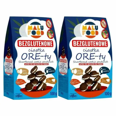 2 x Ciastka ORE-ty Bezglutenowe Bez Dodatku Cukru 100 g - Malu Food