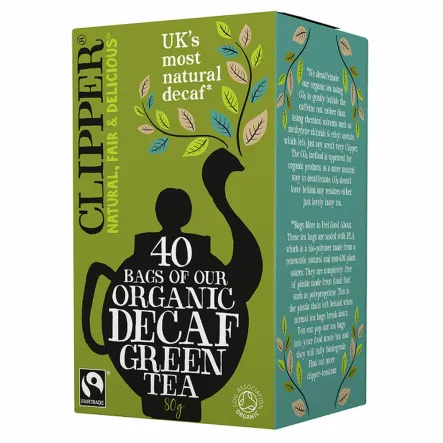 Herbata Zielona Bezkofeinowa Fair Trade Bio 80 g (40 x 2 g) - Clipper