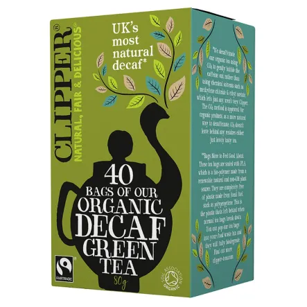 Herbata Zielona Bezkofeinowa Fair Trade Bio 80 g (40 x 2 g) - Clipper