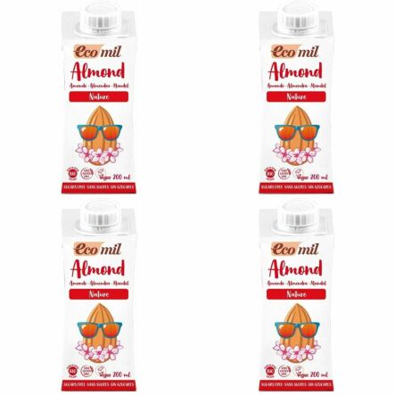 4 x Napój Migdałowy Bez Dodatku Cukru Bio 200 ml - Ecomil