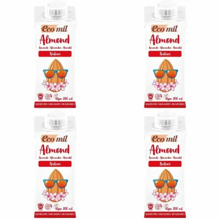 4 x Napój Migdałowy Bez Dodatku Cukru Bio 200 ml - Ecomil
