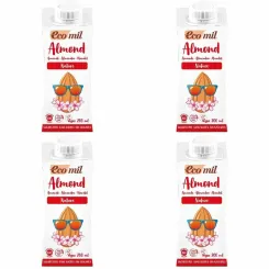 4 x Napój Migdałowy Bez Dodatku Cukru Bio 200 ml - Ecomil