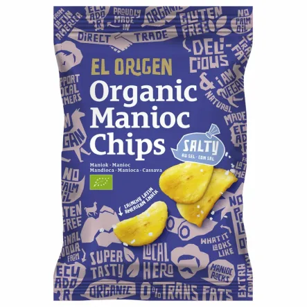 Chipsy z Manioku Solone Bezglutenowe Bio 60 g - El Origen