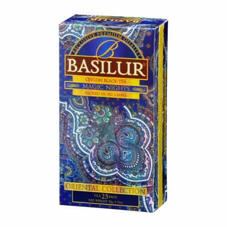 Herbata Czarna Ekspresowa Truskawka, Morela, Papaja Magic Nights Saszetki 25x 2 g - BASILUR 