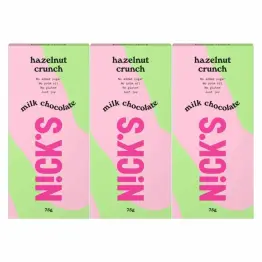 3 x Czekolada Mleczna z Orzechami Laskowymi Hazelnut Crunch 75 g - Nicks
