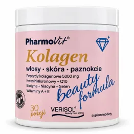 Kolagen Beauty Formula Włosy Skóra Paznokcie Brzoskwinia-Banan 174 g (30 porcji) - Pharmovit