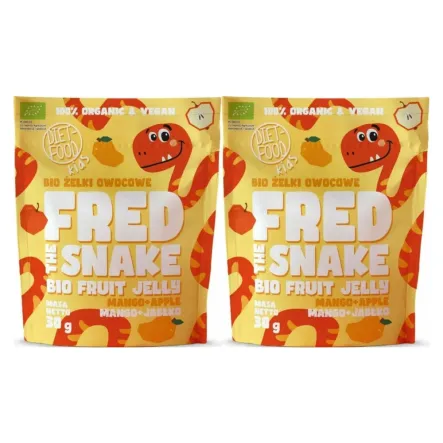 2 x Żelki Owocowe Fred The Snake JABŁKO and  MANGO BIO 30 g - Diet-Food Kids
