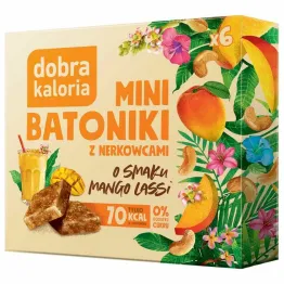 Batoniki Mini z Nerkowców o Smaku Mango Lassi Bez Dodatku Cukru 102 g (6 x 17 g) - Dobra Kaloria