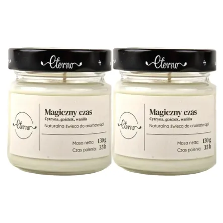 2 x Świeca Naturalna Magiczny Czas (Cytryna, Goździk, Wanilia) 130 g - Eterno