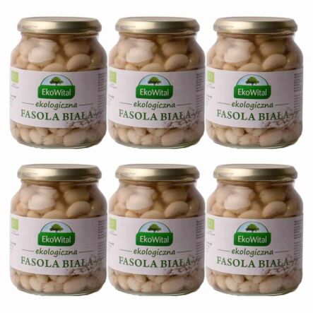 6 x Fasola Biała w Zalewie Bio 360 g (240 g) - Eko-Wital