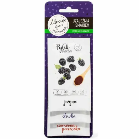 Owoce Liofilizowane w Pyłku Set Fioletowy (Jeżyna, Śliwka, Czerwona Porzeczka) 15 g (3x 5 g) - Zdrowo Posypane