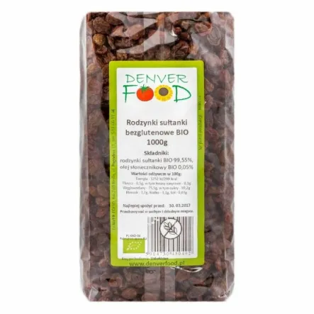 Rodzynki Sułtanki Bezglutenowe Bio 1 kg - Denver