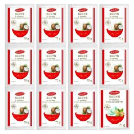 12 x Budyń o Smaku Kokosu i Białej Czekolady z Erytrytolem 70 g - Wodzisław