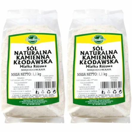 2,2 kg Sól Kłodawska Kamienna Naturalna Miałka Różowa Niejodowana 2x1,1 kg - Smakosz