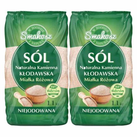 2,2 kg Sól Kłodawska Kamienna Naturalna Miałka Różowa Niejodowana 2x1,1 kg - Smakosz