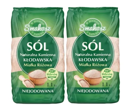 2,2 kg Sól Kłodawska Kamienna Naturalna Miałka Różowa Niejodowana 2x1,1 kg - Smakosz