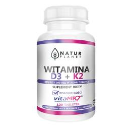 Witamina D3 + K2 120 Tabletek - Natur Planet