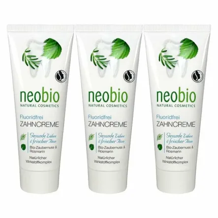 Zestaw 3 x Pasta do Zębów z Ksylitolem Bez Fluoru Z Wyciągiem Z Oczaru Wirginijskiego i Rozmarynu Eko 75ml - Neobio