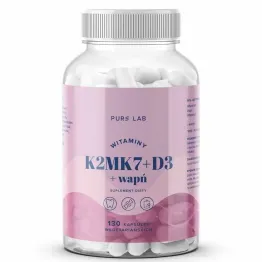 Witaminy K2MK7 plus D3 plus Wapń 130 Kapsułek - Pure Lab
