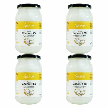 Zestaw 4 x Olej Kokosowy Bezzapachowy Rafinowany 900 ml  -  Natur Planet