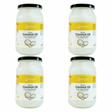 Zestaw 4 x Olej Kokosowy Bezzapachowy Rafinowany 900 ml  -  Natur Planet