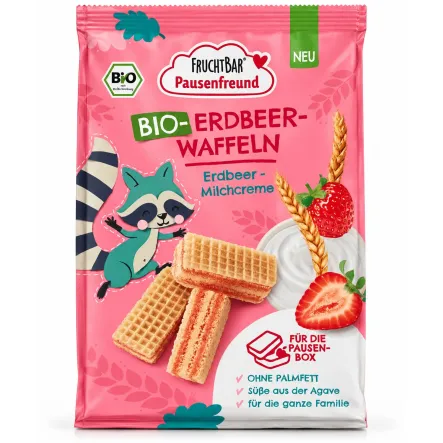 Wafelki Truskawkowe z Kremem Mlecznym BIO 100 g - FruchtBar
