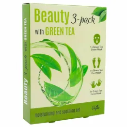 Nawilżająco - Kojące Maseczki w Płachcie (do Twarzy, Stóp i Rąk) Zielona Herbata 3 sztuki - Shunshun