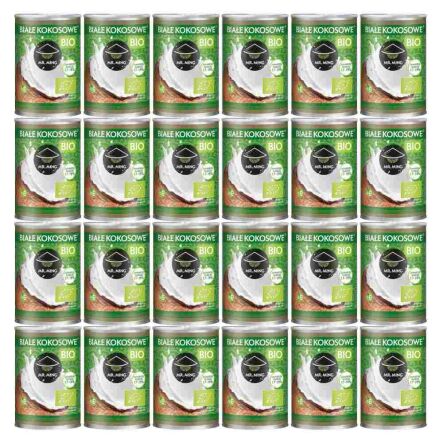 24 x Białe Kokosowe Mleczko BIO 17-19%Tłuszczu 400 ml - Mr. Ming -  Bez zbędnych dodatków!