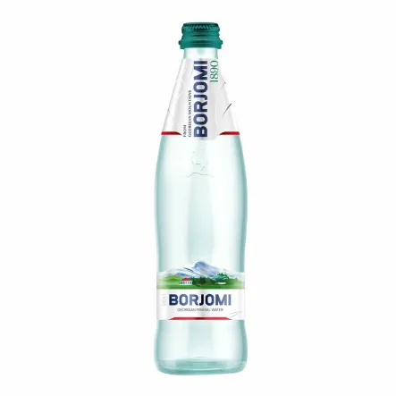 Naturalna Woda Mineralna Naturalnie Wysoko Nasycona CO2 Wysoko Zmineralizowana Butelka Szklana 500 ml - Borjomi