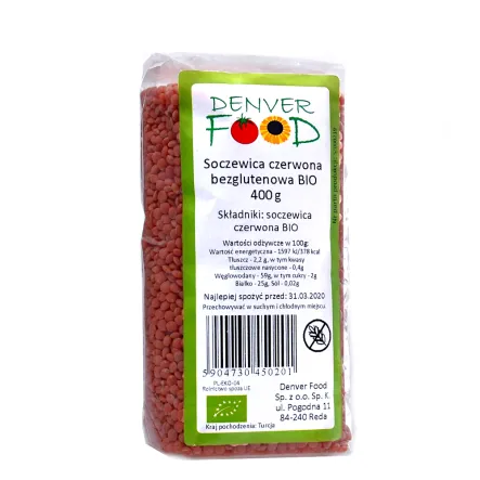 Soczewica Czerwona Bezglutenowa Bio 400 g Denver