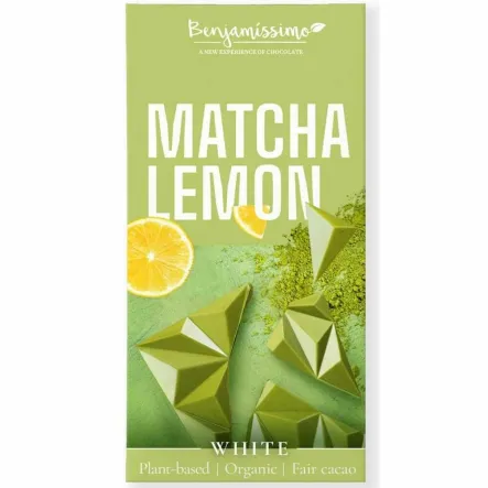 Tabliczka Kakaowa Matcha i Cytryna Bezglutenowa Bio 60 g - Benjamissimo