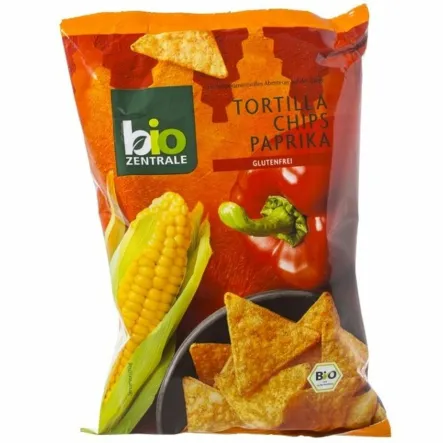 Chipsy Tortilla Paprykowe Bezglutenowe Eko 125 g Bio Zentrale - Przecena Krótka Data Minimalnej Trwałości