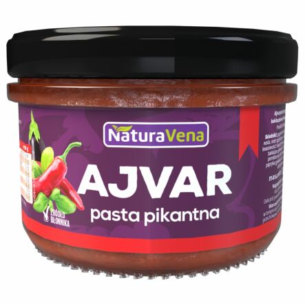 Ajvar Pasta Bakłażanowo - Paprykowa Pikantna 185 g - NaturAvena