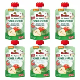 6 x Mus Moc Papugi (Gruszka, Jabłko, Szpinak) Bez Dodatku Cukru Bio Demeter 100 g - Holle