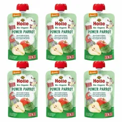 6 x Mus Moc Papugi (Gruszka, Jabłko, Szpinak) Bez Dodatku Cukru Bio Demeter 100 g - Holle