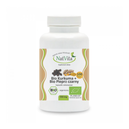 Kurkuma + Pieprz Czarny Bio Suplement Diety 550 mg 100 kapsułek - Natvita