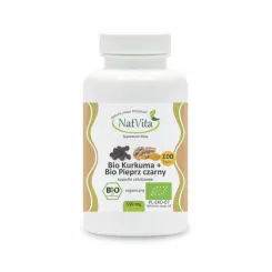 Kurkuma +Pieprz Czarny Bio 550 mg 100 kapsułek - Natvita