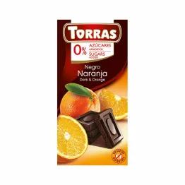 Czekolada Gorzka z Pomarańczami Bez Dodatku Cukru 75 g - Torras