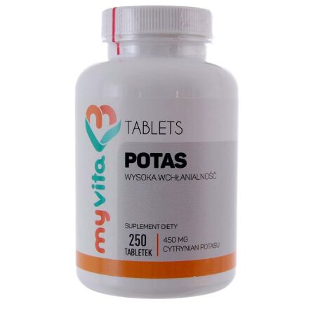 Potas (Cytrynian Potasu) 250 Tabletek - MyVita 