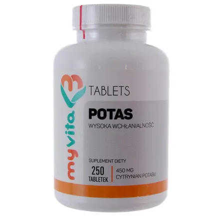 Potas (Cytrynian Potasu) 250 Tabletek - MyVita 