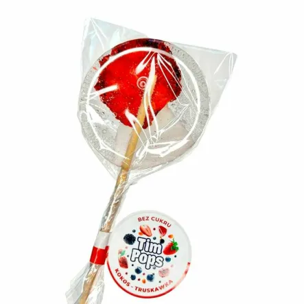 Lizak o Smaku Kokos & Truskawka Bez Dodatku Cukru 17 g - TimPops (data: 30.07.2025)