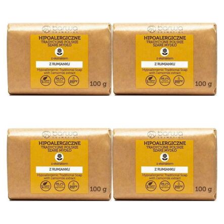 4 x Tradycyjne polskie szare mydło z ekstraktem z rumianku 100 g Barwa