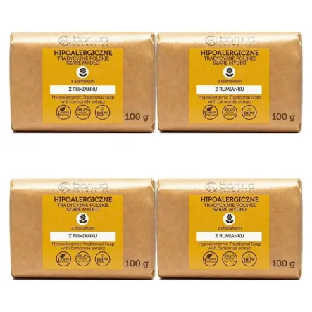 4 x Tradycyjne polskie szare mydło z ekstraktem z rumianku 100 g Barwa