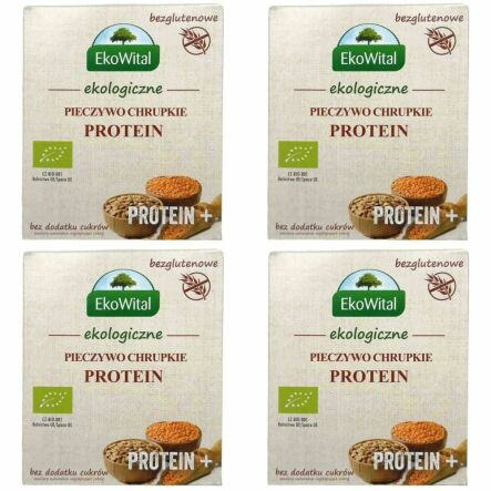 4 x Pieczywo Chrupkie Protein+ Bezglutenowe Bez Dodatku Cukru Bio 100 g - EkoWital