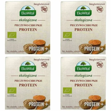 4 x Pieczywo Chrupkie Protein+ Bezglutenowe Bez Dodatku Cukru Bio 100 g - EkoWital