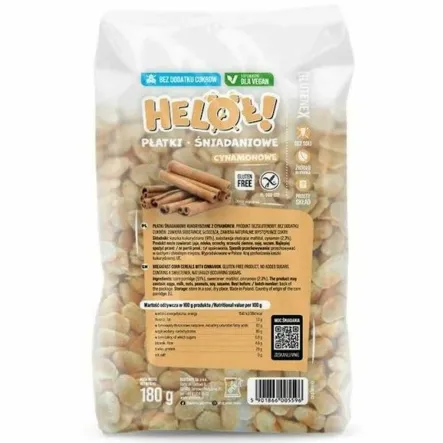Płatki Cynamonowe Bezglutenowe Bez Dodatku Cukru 180 g - Heloł!