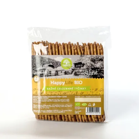 Paluszki Żytnie Pełnoziarniste z Solą Bio 120 g - Happylife