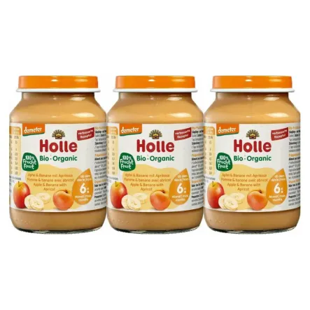 3 x Deser Dla Niemowląt Jabłko Banan Morela Bio Demeter 190 g - Holle