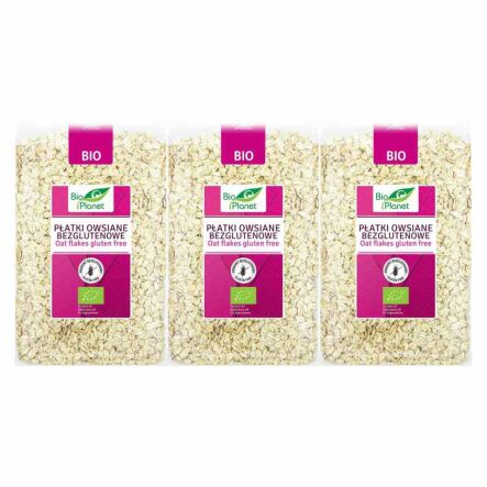 Zestaw 3 x Płatki Owsiane Bezglutenowe Bio 1 kg Bio Planet